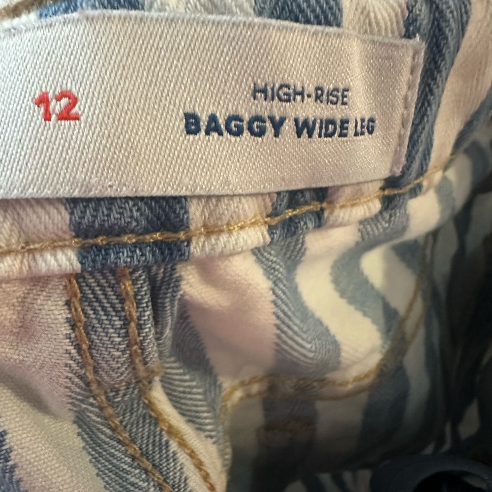 Old Navy High-Rise Baggy Wide Leg Jeans - Blue and White Stripe